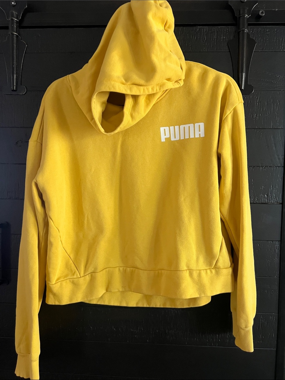 Puma Women's Bright Yellow Hooded Pullover Sweatshirt